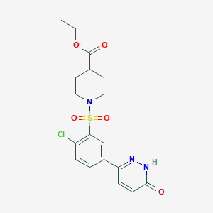 Ethyl 1-{[2-chloro-5-(6-oxo-1,6-dihydropyridazin-3-yl)phenyl]sulfonyl}piperidine-4-carboxylate