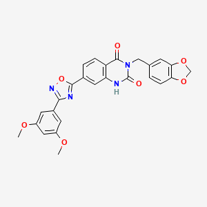 molecular formula C26H20N4O7 B11275489 3-(1,3-benzodioxol-5-ylmethyl)-7-[3-(3,5-dimethoxyphenyl)-1,2,4-oxadiazol-5-yl]quinazoline-2,4(1H,3H)-dione 