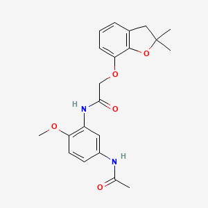 molecular formula C21H24N2O5 B11275512 N-(5-acetamido-2-methoxyphenyl)-2-((2,2-dimethyl-2,3-dihydrobenzofuran-7-yl)oxy)acetamide 