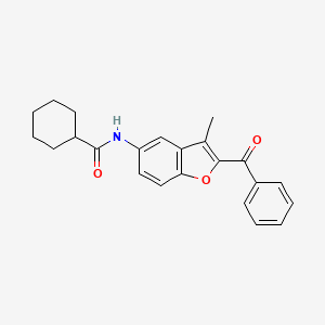 molecular formula C23H23NO3 B11275532 N-(2-benzoyl-3-methyl-1-benzofuran-5-yl)cyclohexanecarboxamide 