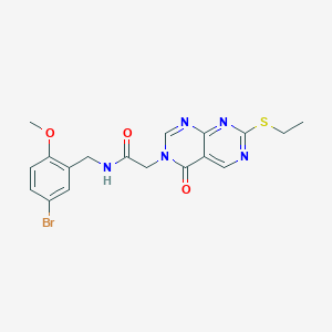 molecular formula C18H18BrN5O3S B11275538 N-(5-bromo-2-methoxybenzyl)-2-[7-(ethylsulfanyl)-4-oxopyrimido[4,5-d]pyrimidin-3(4H)-yl]acetamide 