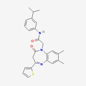 2-[7,8-dimethyl-2-oxo-4-(thiophen-2-yl)-2,3-dihydro-1H-1,5-benzodiazepin-1-yl]-N-[3-(propan-2-yl)phenyl]acetamide