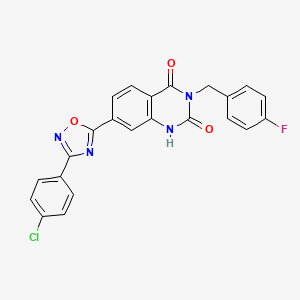 molecular formula C23H14ClFN4O3 B11275653 7-(3-(4-chlorophenyl)-1,2,4-oxadiazol-5-yl)-3-(4-fluorobenzyl)quinazoline-2,4(1H,3H)-dione 