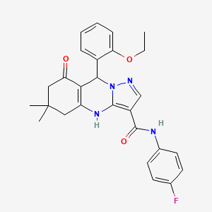 9-(2-ethoxyphenyl)-N-(4-fluorophenyl)-6,6-dimethyl-8-oxo-4,5,6,7,8,9-hexahydropyrazolo[5,1-b]quinazoline-3-carboxamide