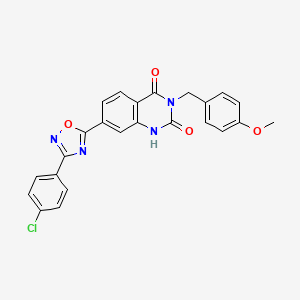 molecular formula C24H17ClN4O4 B11275709 7-(3-(4-chlorophenyl)-1,2,4-oxadiazol-5-yl)-3-(4-methoxybenzyl)quinazoline-2,4(1H,3H)-dione 