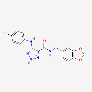 molecular formula C17H14ClN5O3 B11275713 N-(1,3-benzodioxol-5-ylmethyl)-5-[(4-chlorophenyl)amino]-1H-1,2,3-triazole-4-carboxamide 