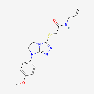 molecular formula C16H19N5O2S B11275717 N-allyl-2-((7-(4-methoxyphenyl)-6,7-dihydro-5H-imidazo[2,1-c][1,2,4]triazol-3-yl)thio)acetamide 