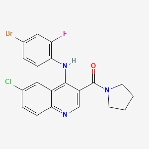 N-(4-Bromo-2-fluorophenyl)-6-chloro-3-(pyrrolidine-1-carbonyl)quinolin-4-amine