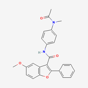 molecular formula C25H22N2O4 B11275786 5-Methoxy-N-[4-(N-methylacetamido)phenyl]-2-phenyl-1-benzofuran-3-carboxamide 