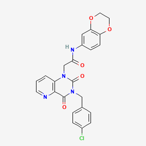 molecular formula C24H19ClN4O5 B11275801 2-(3-(4-chlorobenzyl)-2,4-dioxo-3,4-dihydropyrido[3,2-d]pyrimidin-1(2H)-yl)-N-(2,3-dihydrobenzo[b][1,4]dioxin-6-yl)acetamide 