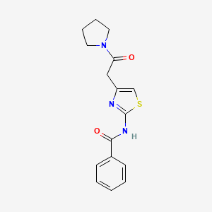 molecular formula C16H17N3O2S B11275806 N-(4-(2-oxo-2-(pyrrolidin-1-yl)ethyl)thiazol-2-yl)benzamide 