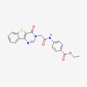 molecular formula C21H17N3O4S B11275841 ethyl 4-{[(4-oxo[1]benzothieno[3,2-d]pyrimidin-3(4H)-yl)acetyl]amino}benzoate 