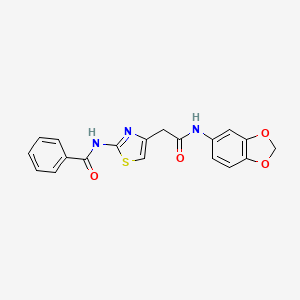 N-(4-(2-(benzo[d][1,3]dioxol-5-ylamino)-2-oxoethyl)thiazol-2-yl)benzamide