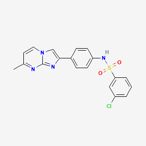 molecular formula C19H15ClN4O2S B11275861 3-chloro-N-(4-(7-methylimidazo[1,2-a]pyrimidin-2-yl)phenyl)benzenesulfonamide 