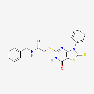 N-benzyl-2-((7-oxo-3-phenyl-2-thioxo-2,3,6,7-tetrahydrothiazolo[4,5-d]pyrimidin-5-yl)thio)acetamide