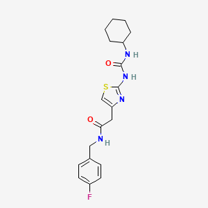 molecular formula C19H23FN4O2S B11276010 2-(2-(3-cyclohexylureido)thiazol-4-yl)-N-(4-fluorobenzyl)acetamide 