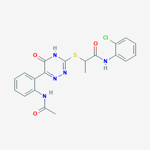 N-(2-Chlorophenyl)-2-{[6-(2-acetamidophenyl)-5-oxo-4,5-dihydro-1,2,4-triazin-3-YL]sulfanyl}propanamide