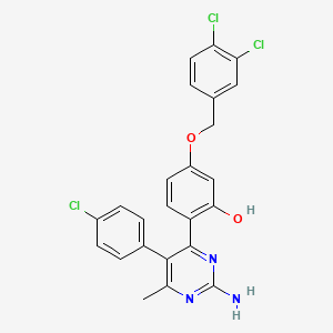 molecular formula C24H18Cl3N3O2 B11276057 2-[2-Amino-5-(4-chlorophenyl)-6-methylpyrimidin-4-yl]-5-[(3,4-dichlorobenzyl)oxy]phenol 