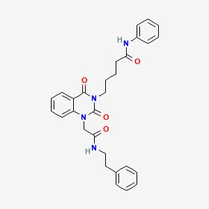 molecular formula C29H30N4O4 B11276059 5-(2,4-dioxo-1-(2-oxo-2-(phenethylamino)ethyl)-1,2-dihydroquinazolin-3(4H)-yl)-N-phenylpentanamide 