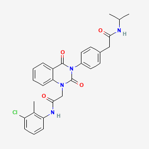 molecular formula C28H27ClN4O4 B11276068 2-[4-(1-{[(3-chloro-2-methylphenyl)carbamoyl]methyl}-2,4-dioxo-1,2,3,4-tetrahydroquinazolin-3-yl)phenyl]-N-(propan-2-yl)acetamide 