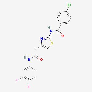 molecular formula C18H12ClF2N3O2S B11276102 4-chloro-N-(4-(2-((3,4-difluorophenyl)amino)-2-oxoethyl)thiazol-2-yl)benzamide 