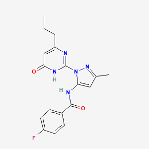 4-fluoro-N-(3-methyl-1-(6-oxo-4-propyl-1,6-dihydropyrimidin-2-yl)-1H-pyrazol-5-yl)benzamide