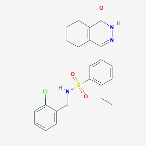 molecular formula C23H24ClN3O3S B11276108 N-(2-chlorobenzyl)-2-ethyl-5-(4-oxo-3,4,5,6,7,8-hexahydrophthalazin-1-yl)benzenesulfonamide 