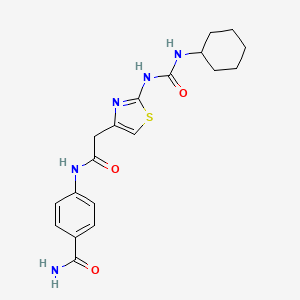 4-(2-(2-(3-Cyclohexylureido)thiazol-4-yl)acetamido)benzamide