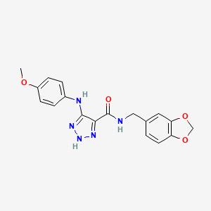 molecular formula C18H17N5O4 B11276142 N-(1,3-benzodioxol-5-ylmethyl)-5-[(4-methoxyphenyl)amino]-1H-1,2,3-triazole-4-carboxamide 