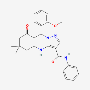 9-(2-methoxyphenyl)-6,6-dimethyl-8-oxo-N-phenyl-4,5,6,7,8,9-hexahydropyrazolo[5,1-b]quinazoline-3-carboxamide