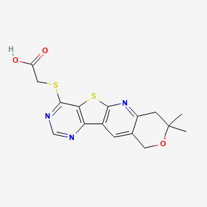 molecular formula C16H15N3O3S2 B11276162 (8,8-Dimethyl-8,9-dihydro-6H-7-oxa-11-thia-2,4,10-triaza-benzo[b]fluoren-1-ylsulfanyl)-acetic acid CAS No. 488715-15-7