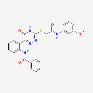 N-{2-[3-({[(3-Methoxyphenyl)carbamoyl]methyl}sulfanyl)-5-oxo-4,5-dihydro-1,2,4-triazin-6-YL]phenyl}benzamide