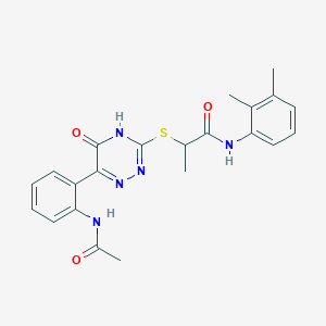 molecular formula C22H23N5O3S B11276211 N-(2,3-Dimethylphenyl)-2-{[6-(2-acetamidophenyl)-5-oxo-4,5-dihydro-1,2,4-triazin-3-YL]sulfanyl}propanamide 