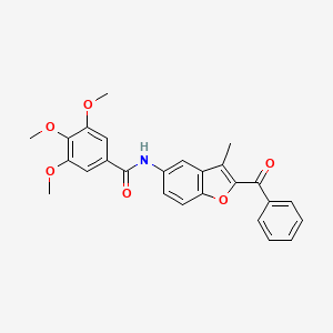 molecular formula C26H23NO6 B11276218 N-(2-benzoyl-3-methyl-1-benzofuran-5-yl)-3,4,5-trimethoxybenzamide 