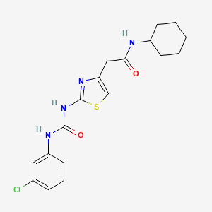 molecular formula C18H21ClN4O2S B11276235 2-(2-(3-(3-chlorophenyl)ureido)thiazol-4-yl)-N-cyclohexylacetamide 