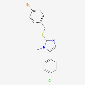 molecular formula C17H14BrClN2S B11276260 2-((4-bromobenzyl)thio)-5-(4-chlorophenyl)-1-methyl-1H-imidazole 