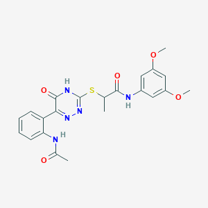 N-(3,5-Dimethoxyphenyl)-2-{[6-(2-acetamidophenyl)-5-oxo-4,5-dihydro-1,2,4-triazin-3-YL]sulfanyl}propanamide