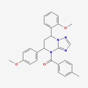 molecular formula C27H26N4O3 B11276298 [7-(2-methoxyphenyl)-5-(4-methoxyphenyl)-6,7-dihydro[1,2,4]triazolo[1,5-a]pyrimidin-4(5H)-yl](4-methylphenyl)methanone 