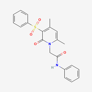 molecular formula C21H20N2O4S B11276321 2-[4,6-dimethyl-2-oxo-3-(phenylsulfonyl)pyridin-1(2H)-yl]-N-phenylacetamide 