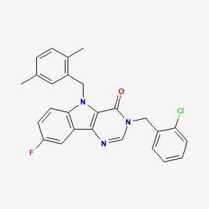 3-(2-chlorobenzyl)-5-(2,5-dimethylbenzyl)-8-fluoro-3,5-dihydro-4H-pyrimido[5,4-b]indol-4-one