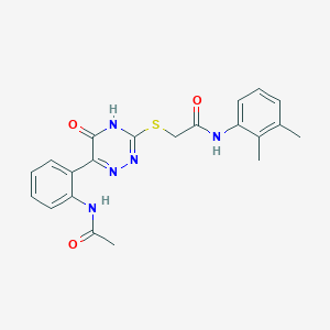 molecular formula C21H21N5O3S B11276325 N-(2,3-Dimethylphenyl)-2-{[6-(2-acetamidophenyl)-5-oxo-4,5-dihydro-1,2,4-triazin-3-YL]sulfanyl}acetamide 