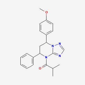 molecular formula C22H24N4O2 B11276362 1-[7-(4-methoxyphenyl)-5-phenyl-6,7-dihydro[1,2,4]triazolo[1,5-a]pyrimidin-4(5H)-yl]-2-methylpropan-1-one 