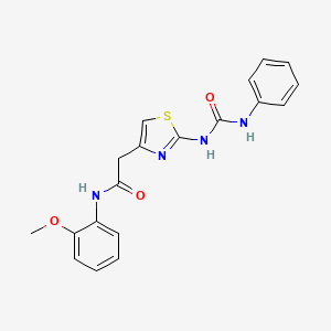 molecular formula C19H18N4O3S B11276399 N-(2-methoxyphenyl)-2-(2-(3-phenylureido)thiazol-4-yl)acetamide 