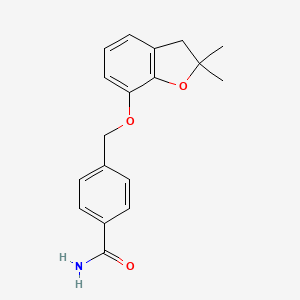 molecular formula C18H19NO3 B11276423 4-(((2,2-Dimethyl-2,3-dihydrobenzofuran-7-yl)oxy)methyl)benzamide 