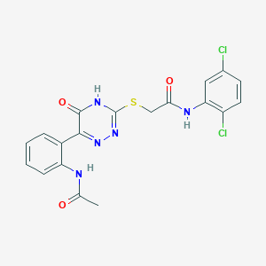 molecular formula C19H15Cl2N5O3S B11276516 N-(2,5-Dichlorophenyl)-2-{[6-(2-acetamidophenyl)-5-oxo-4,5-dihydro-1,2,4-triazin-3-YL]sulfanyl}acetamide 