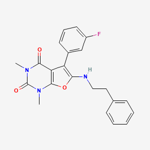 molecular formula C22H20FN3O3 B11276538 5-(3-fluorophenyl)-1,3-dimethyl-6-[(2-phenylethyl)amino]furo[2,3-d]pyrimidine-2,4(1H,3H)-dione 