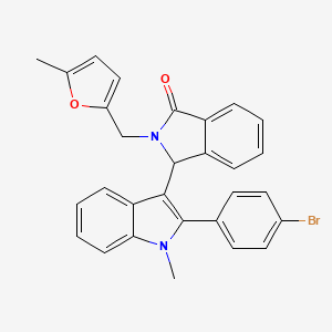 molecular formula C29H23BrN2O2 B11276591 3-[2-(4-bromophenyl)-1-methyl-1H-indol-3-yl]-2-[(5-methylfuran-2-yl)methyl]-2,3-dihydro-1H-isoindol-1-one 