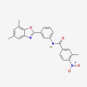 molecular formula C23H19N3O4 B11276676 N-[3-(5,7-dimethyl-1,3-benzoxazol-2-yl)phenyl]-3-methyl-4-nitrobenzamide 