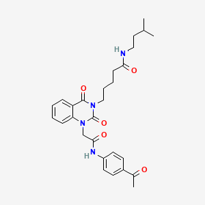 molecular formula C28H34N4O5 B11276679 5-(1-(2-((4-acetylphenyl)amino)-2-oxoethyl)-2,4-dioxo-1,2-dihydroquinazolin-3(4H)-yl)-N-isopentylpentanamide 