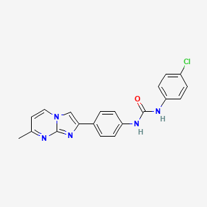 molecular formula C20H16ClN5O B11276687 1-(4-Chlorophenyl)-3-(4-{7-methylimidazo[1,2-A]pyrimidin-2-YL}phenyl)urea 